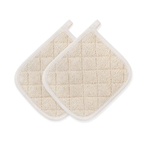 Bistro Terry Pot Holder, Solid Windowpane, 7x8, 1.12lbs, Natural